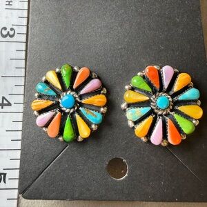 925 Sterling silver multi color stone earrings
